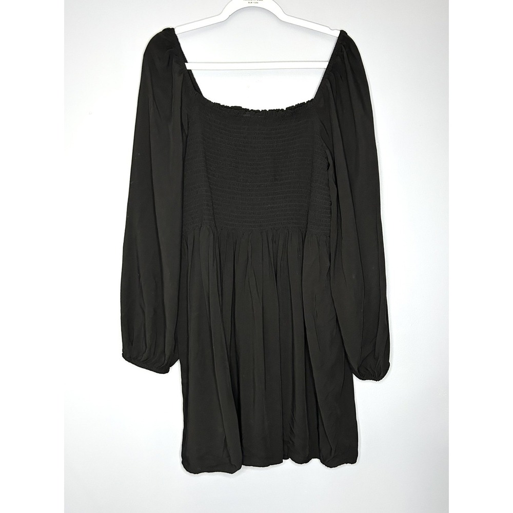 Gap Babydoll Puff Sleeve Smocked Mini Dress 2XL Black Square Neck Milk Maid - Picture 14 of 14